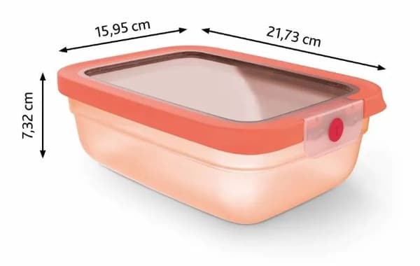 Tefal oneClick N1210810, Låda, Rektangulär, 1,2 l, Orange, Plast, Plast