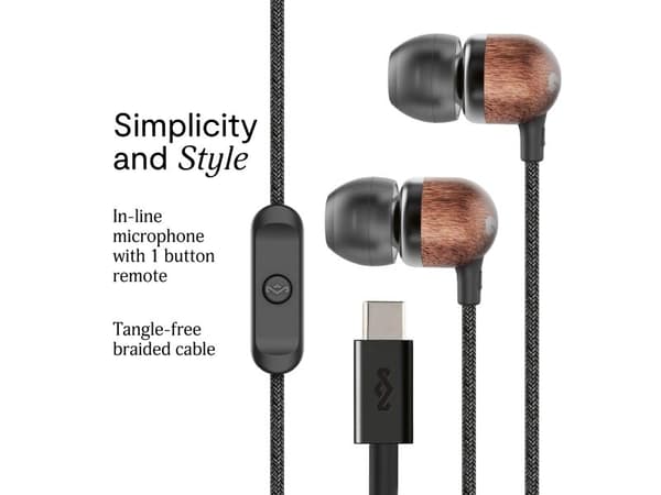 Marley Smile Jamaica USB-C ørepropper. Sort