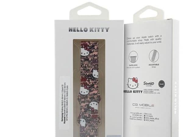 Hello Kitty Silikonmerker Graffiti - Universell smartklokkerem 22 mm (rosa)