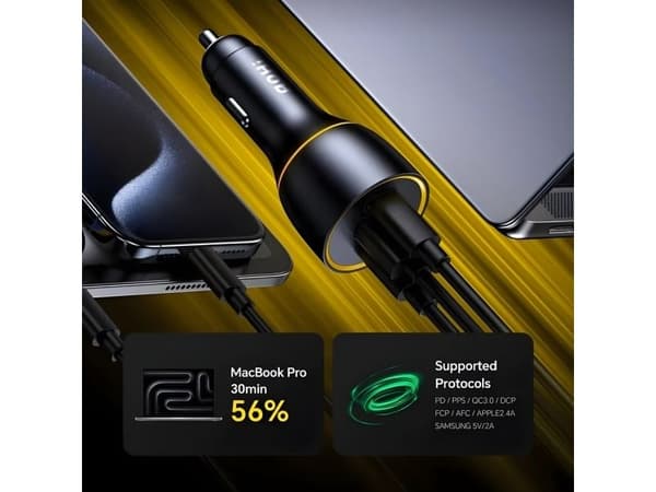 AOHi Superauto PD 170W billaddare 2x USB-C, 1x USB-A