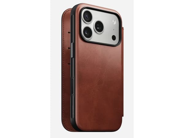 Nomad Modern Leather Folio, Folio-kotelo, Apple, iPhone 17 Pro, 16 cm (6.3"), Ruskea