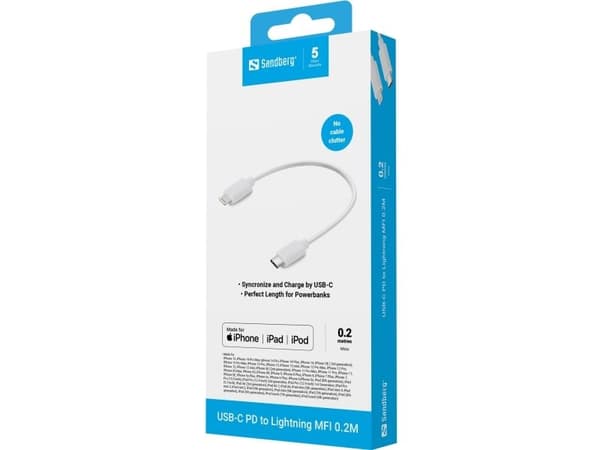 Sandberg USB-C PD to Lightning MFI 0.2M