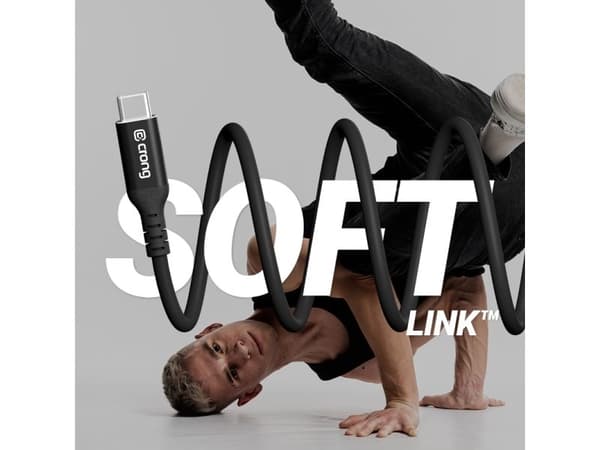 Crong Soft Link - 100W PD 5A USB-C ja USB-C kaapeli 120cm (musta)