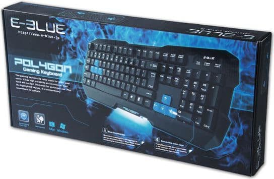 E-Blue polygon trådbokat USB-tangentbord (EOL), svart