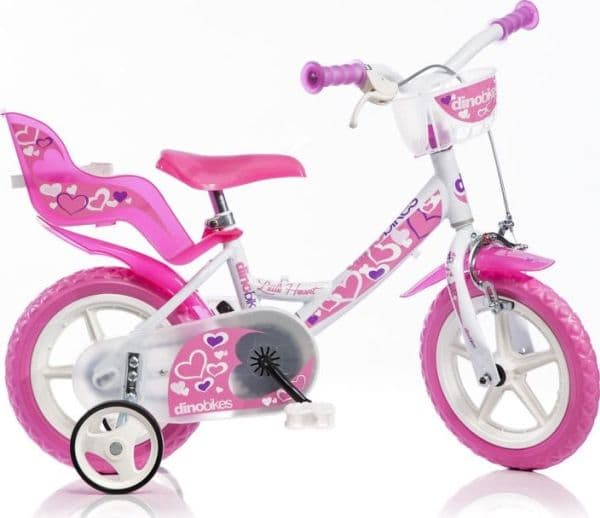 Dino bikes barne-sykkel 12" hvit/rosa
