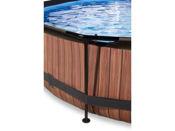 EXIT Wood pool ø360x76cm med filterpump - brun 6125 L