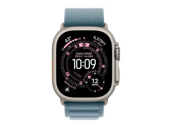 Apple Watch Ultra 3 GPS + Cellular 49mm Natural Titanium Case with Light Blue Alpine Loop - Large