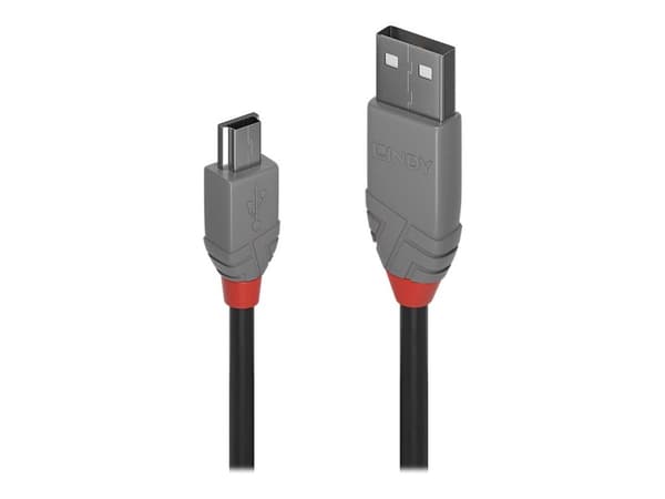 Lindy 36725, 5 m, USB A, Mini-USB B, USB 2.0, 0,48 Gbit/s, Musta