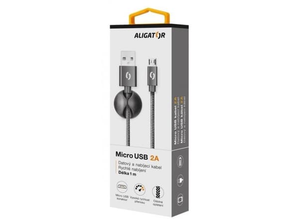 Alligator DATKP01, 1 m, Micro-USB A, USB A, USB 2.0, Sort
