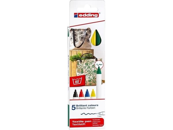 Edding Fabric Markers 5 färger basfodral EDDING