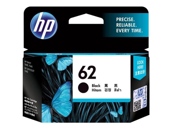 Blækpatron, HP 62, original, 4 ml, 200 sider, sort