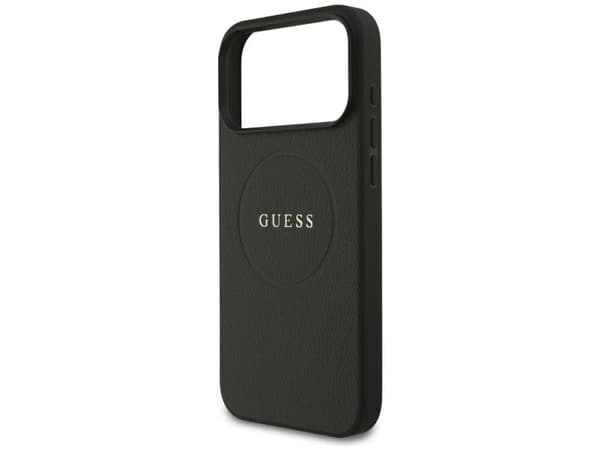 Guess Grained Gold Ring MagSafe Case for iPhone 18 Pro Max / 17 Pro Max - Black