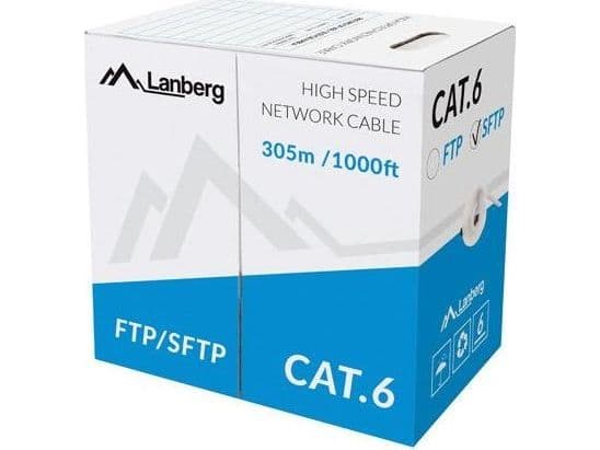 Lanberg - Bulk-kaapeli - 305 m - SFTP - CAT 6 - ulkokäyttöön, kiinteä - harmaa