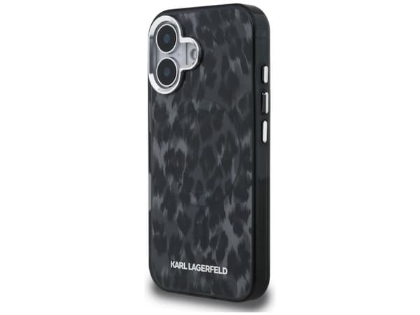 Karl Lagerfeld IML Leopard Pattern MagSafe Case for iPhone 16 - Black