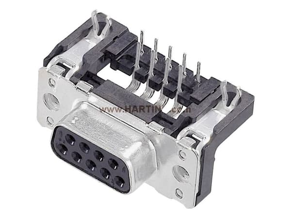 Harting 09 66 252 7612, D-Sub SV, Sort, Rustfritt stål, Hunkjønn, Ledning feste, Stål, Termoplast, Kopper