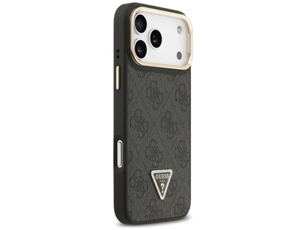 Guess 4G PU Triangle Logo &amp; Stand Camera Magsafe Case for iPhone 17 Pro Max - Black