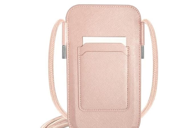 Guess Saffiano-rem 6.1"-väska - rosa