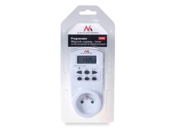 Maclean MCE05, Daglig timer/veckotimer, Vit, Digital, Knappar, 12 timmar/24 timmar, CE
