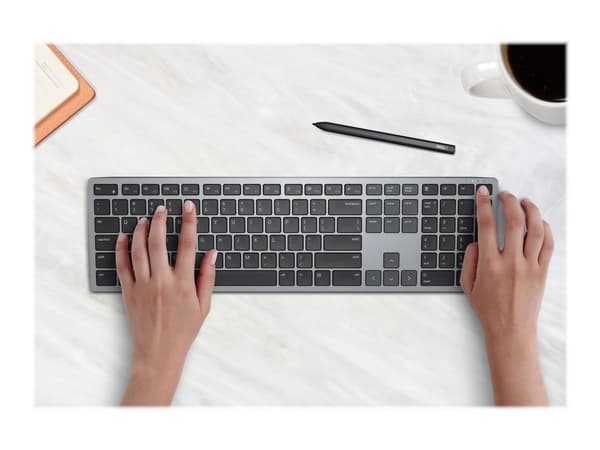 DELL KB700, Täysikokoinen (100 %), Langaton, RF Wireless + Bluetooth, QWERTY, Harmaa