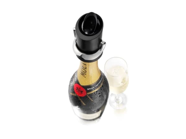 Vacu Vin Champagne Saver, Sort, Sølv