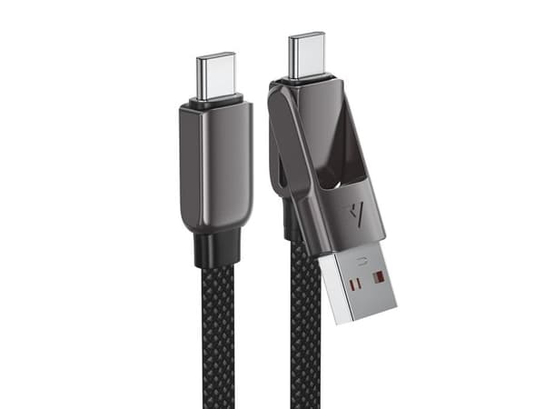 Acefast C13-04 USB-C - USB-A / USB-C 480Mbps 3A 1.2m kaapeli - musta - musta