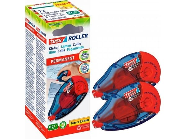 tesa Roller Glue permanent ecoLogo täydennyskasetti 2kpl.