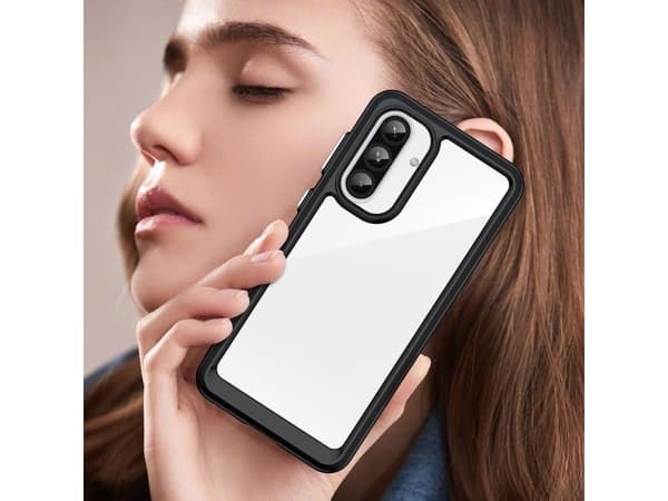 Outer Space-deksel til Samsung Galaxy A26 med fleksibel ramme - svart