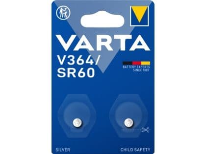 Varta V364, Engangsbatteri, SR60, Silver-Oksid (S), 1,55 V, 2 stykker, Sølv
