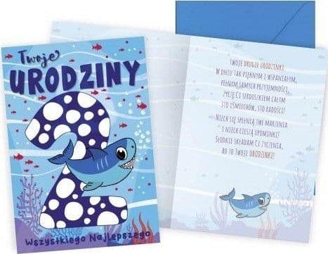 Gratulationskort B6 „Urodziny 2 rekin”