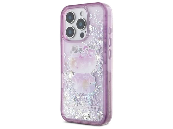 Hello Kitty Liquid Glitter 50th Anniversary Party-deksel til iPhone 16 Pro Max - lilla