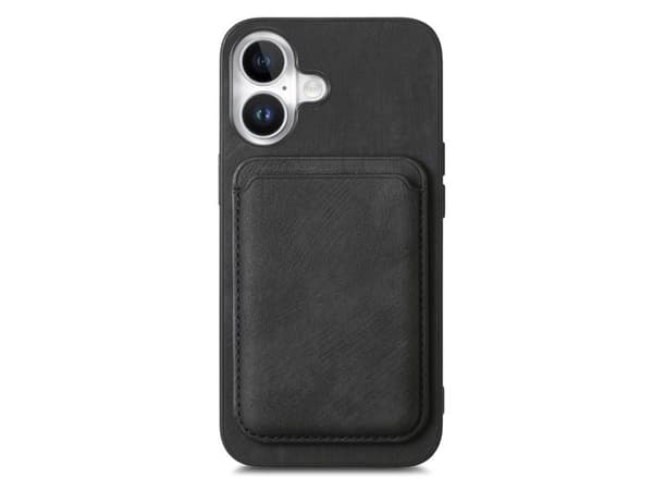 Synthetic Leather iPhone 17 Case with Detachable MagSafe Compatible Card Holder - Black
