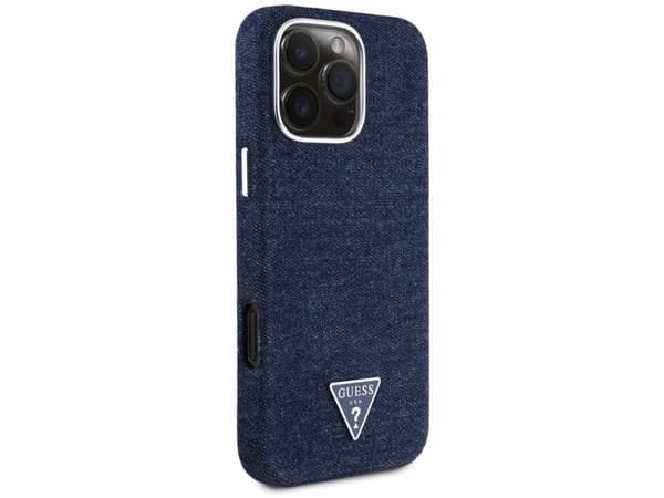 Guess Denim Triangle Logo MagSafe iPhone 16 Pro Max mobilskal - blå