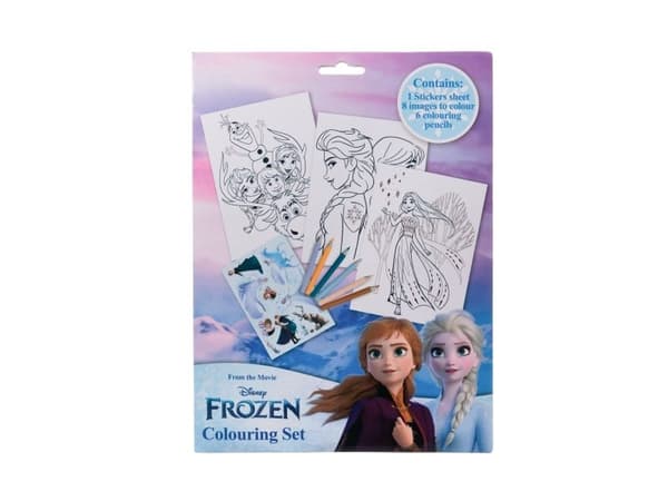 FROZEN Colouring set with colouring sheets and 6 pre-sharpened colouring pencils, packed in polybag with header card