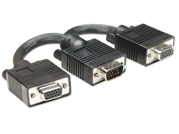 Manhattan 304559, 0,015 m, VGA (D-Sub), 2 x VGA (D-Sub), Hankjønn, Hunkjønn, Sort