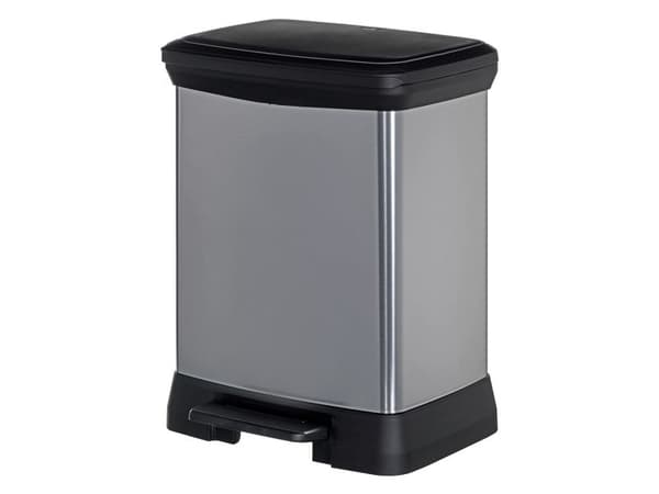 Curver Deco Bins Deco, 28 l, Rektangulær, Plastikk, Svart, Grå, Plastikk, Pedal
