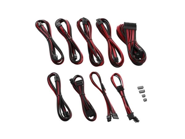 CableMod PRO Series ModMesh RT-Series - Strömkabelsats - formpressad - svart, röd