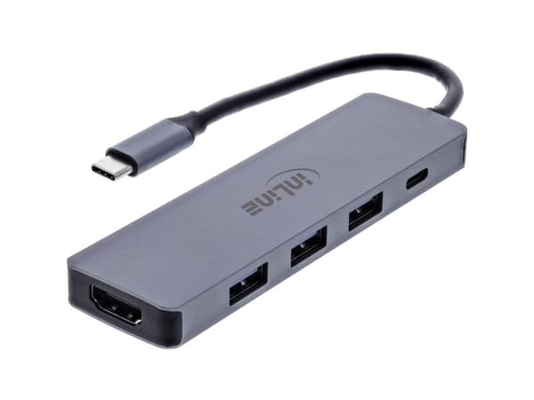 InLine® Multifunktions-Hub, 3x USB-A 5 Gb/s, HDMI 4K/60 Hz, USB-C PD 100 W (33271A)