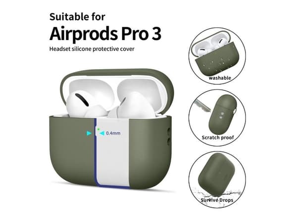 Tech-Protect silikonfodral för Apple AirPods Pro 3 olivgrön