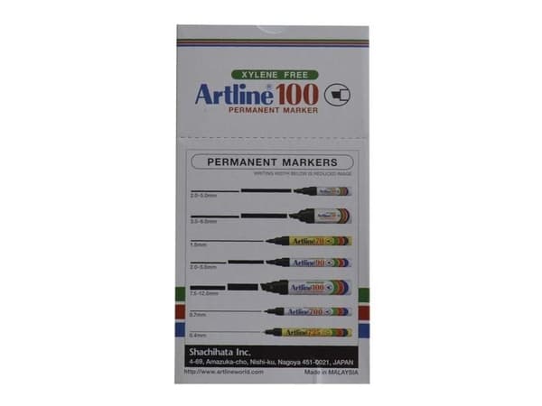 Marker Artline® 100 permanent sort 7,5-12mm - (6 stk.)