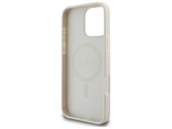 Guess Grained Gold Ring MagSafe-skal till iPhone 16 Pro Max - beige