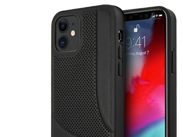Mercedes perforert lærdeksel til iPhone 12 mini - Svart
