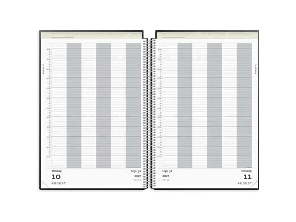 Aftalekalender A4 dag sort PP-plast 2027