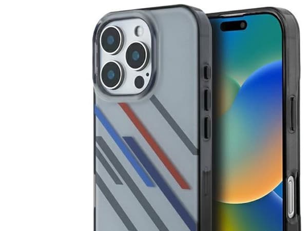BMW Motosport IML Random Stripes iPhone 16 Pro-deksel – grå