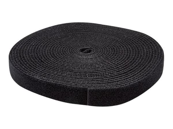 StarTech.com 25ft. Hook and Loop Roll - Cut-to-Size Reusable Cable Ties - Bulk Industrial Wire Fastener Tape - Adjustable Fabric Wraps - Black (HKL...