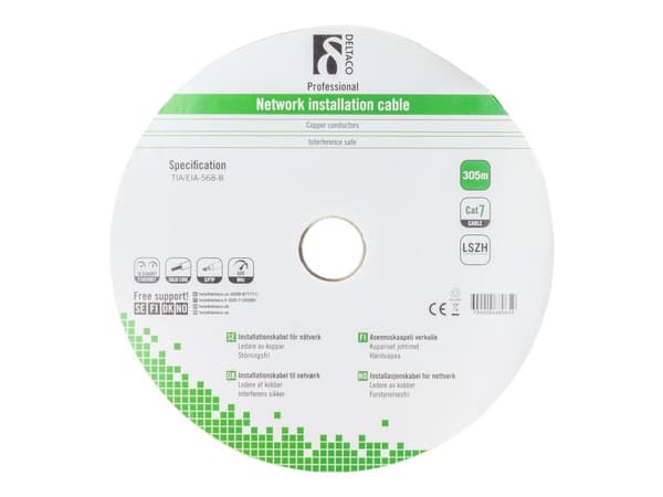 DELTACO TP-71C - Samlet kabel - 305 m - SFTP - CAT 7 - halogenfri - hvit
