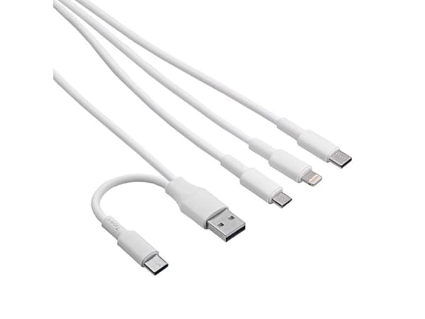 Akyga AK-USB-52, 1,2 m, USB A/USB C, USB C/Micro-USB B/Lightning, Valkoinen