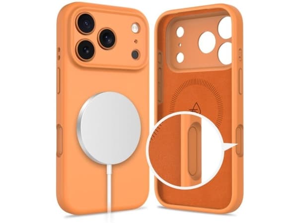 Tech-Protect silikondeksel med MagSafe til iPhone 17 Pro - oransje