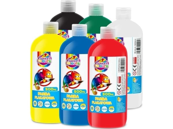 Planschfärger i 500 ml-flaskor (6 färger)