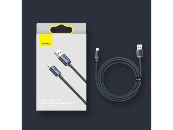 Baseus Crystal Shine, 2 m, Lightning, USB A, Hankjønn, Hankjønn, Sort