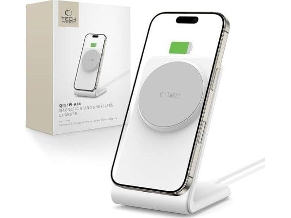 TECH-PROTECT QI15W-A38 magnetisk Magsafe trådlader hvit